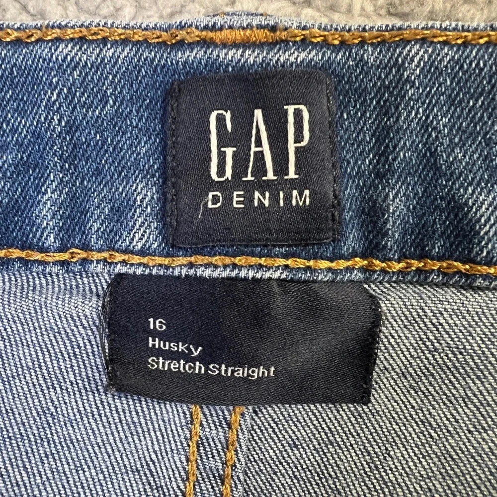 Gap Kids Jeans Boys 16 Husky Blue Denim Stretch Straight Medium Wash 358195